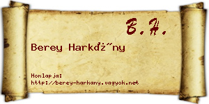 Berey Harkány névjegykártya
